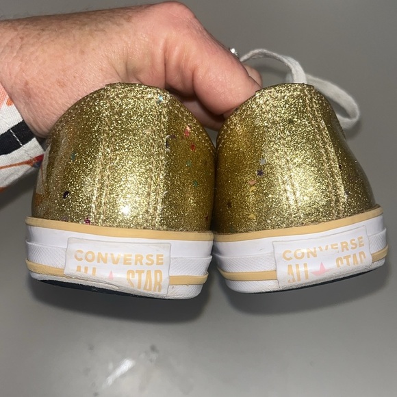 Converse All Star gold w/ sparkles lop top sneakers size 5 Junior’s- unisex - Picture 5 of 13